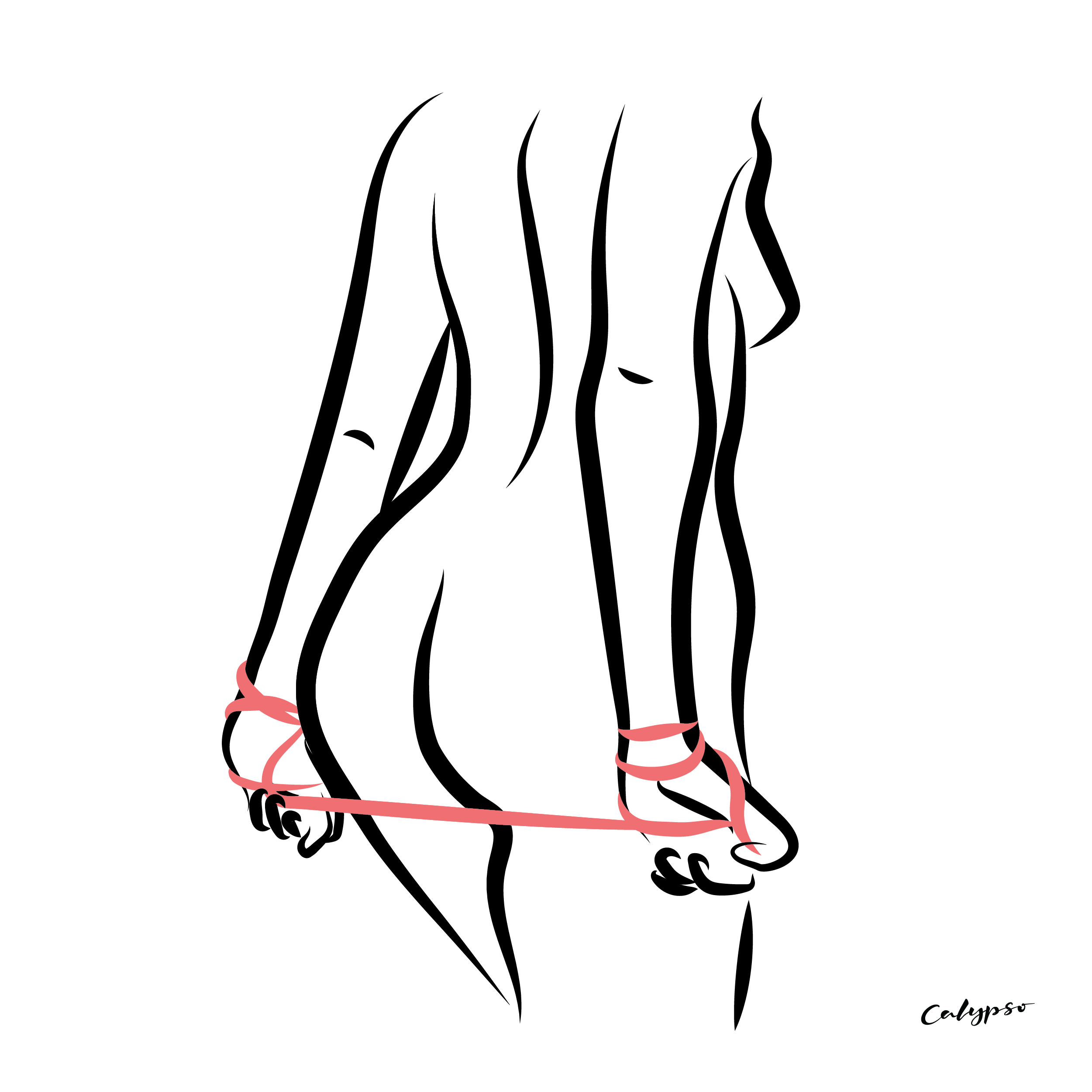 shibari illustration cordes rouges femme