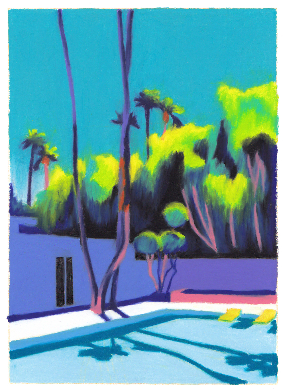 villa piscine arbres palmiers