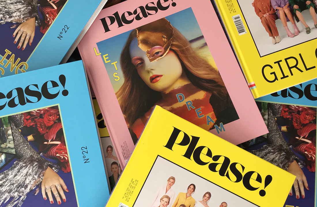 Pile de couverture multicolor du magazine Please